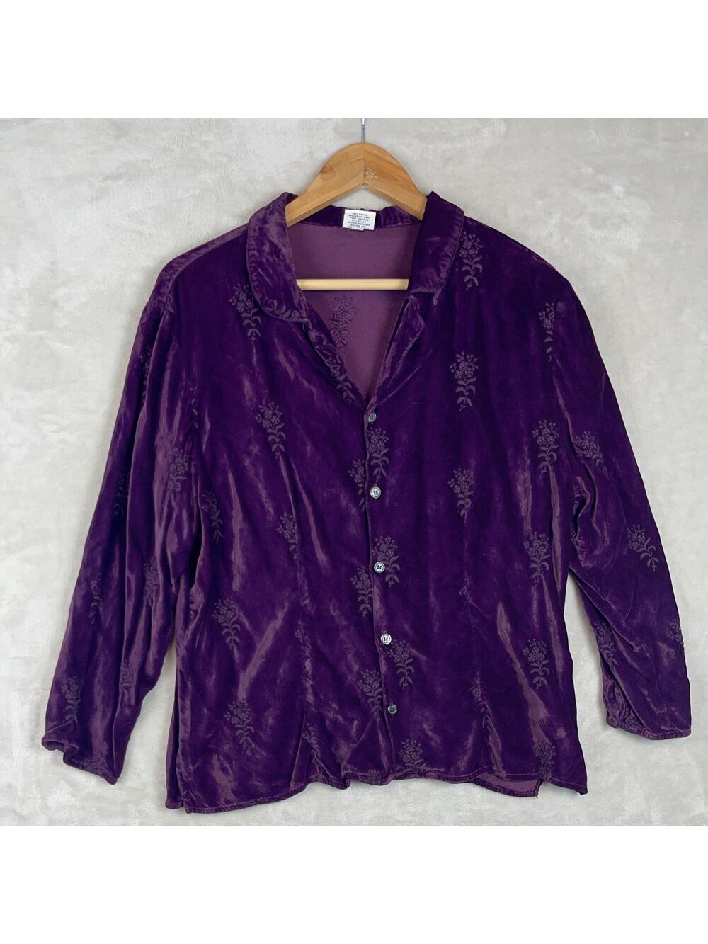 Vintage CP Shades Sausalito Purple Velvet Whimsigoth Shirt Medium Artsy Chic